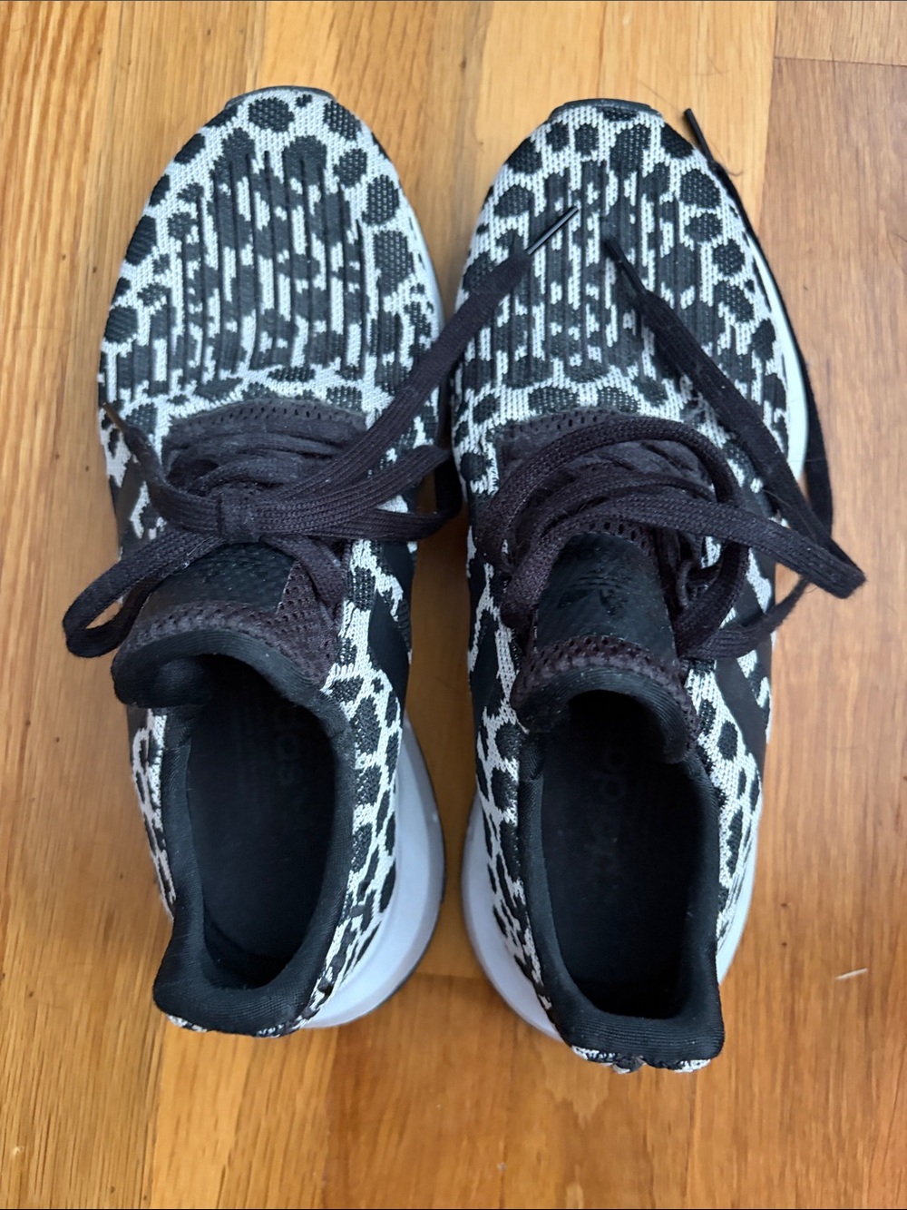 Women’s Adidas Black and White leopard Patterned Knit Sneakers